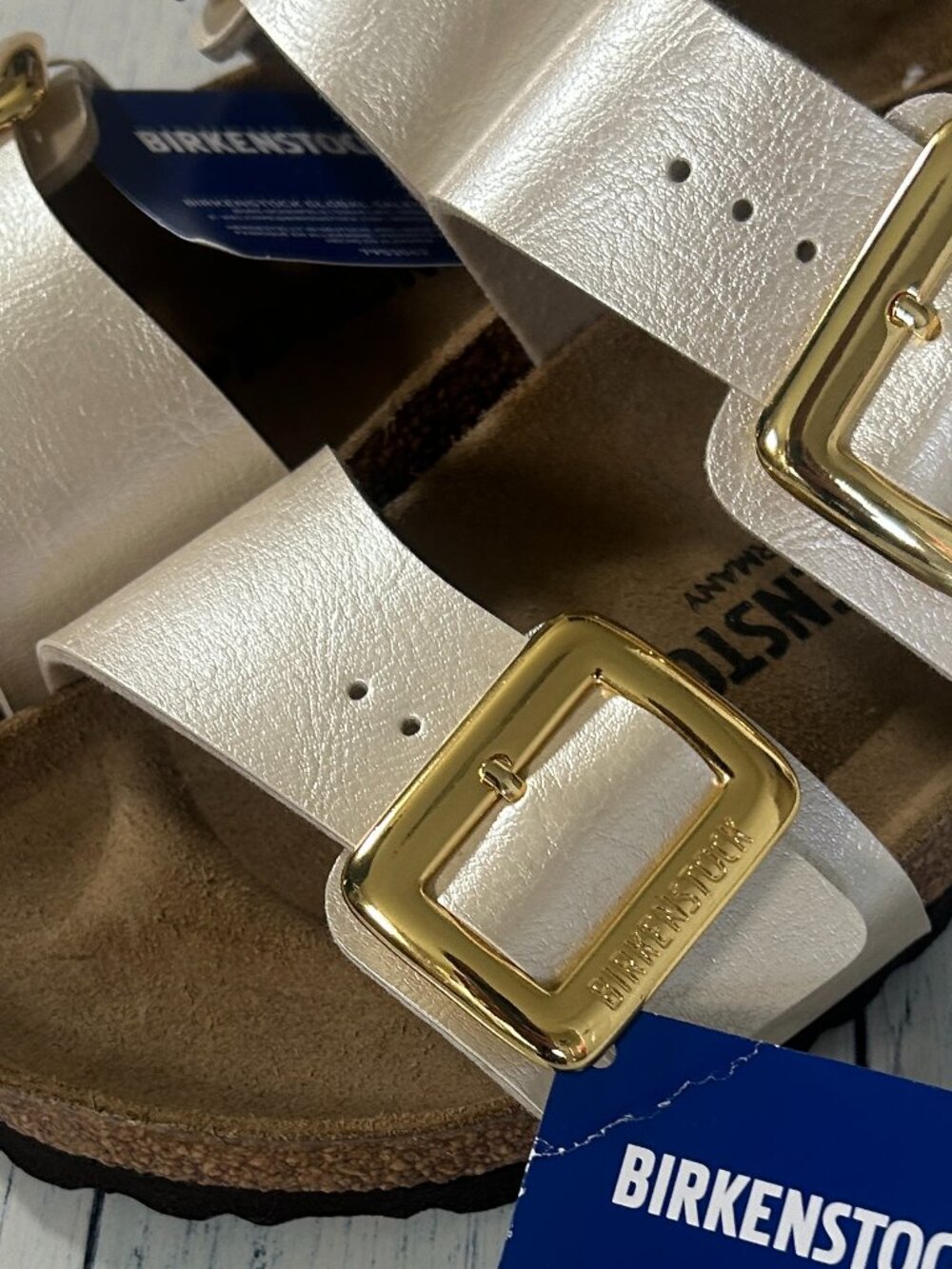 nwt BIRKENSTOCK metallic big buckle sandals 38 ladies 7
